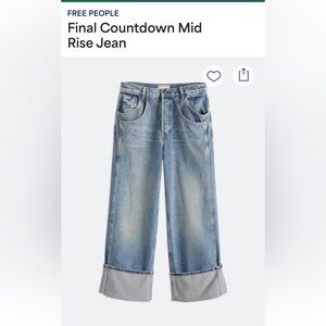 We The Free Final Countdown Mid Rise Wide Leg Jeans, size 14/32